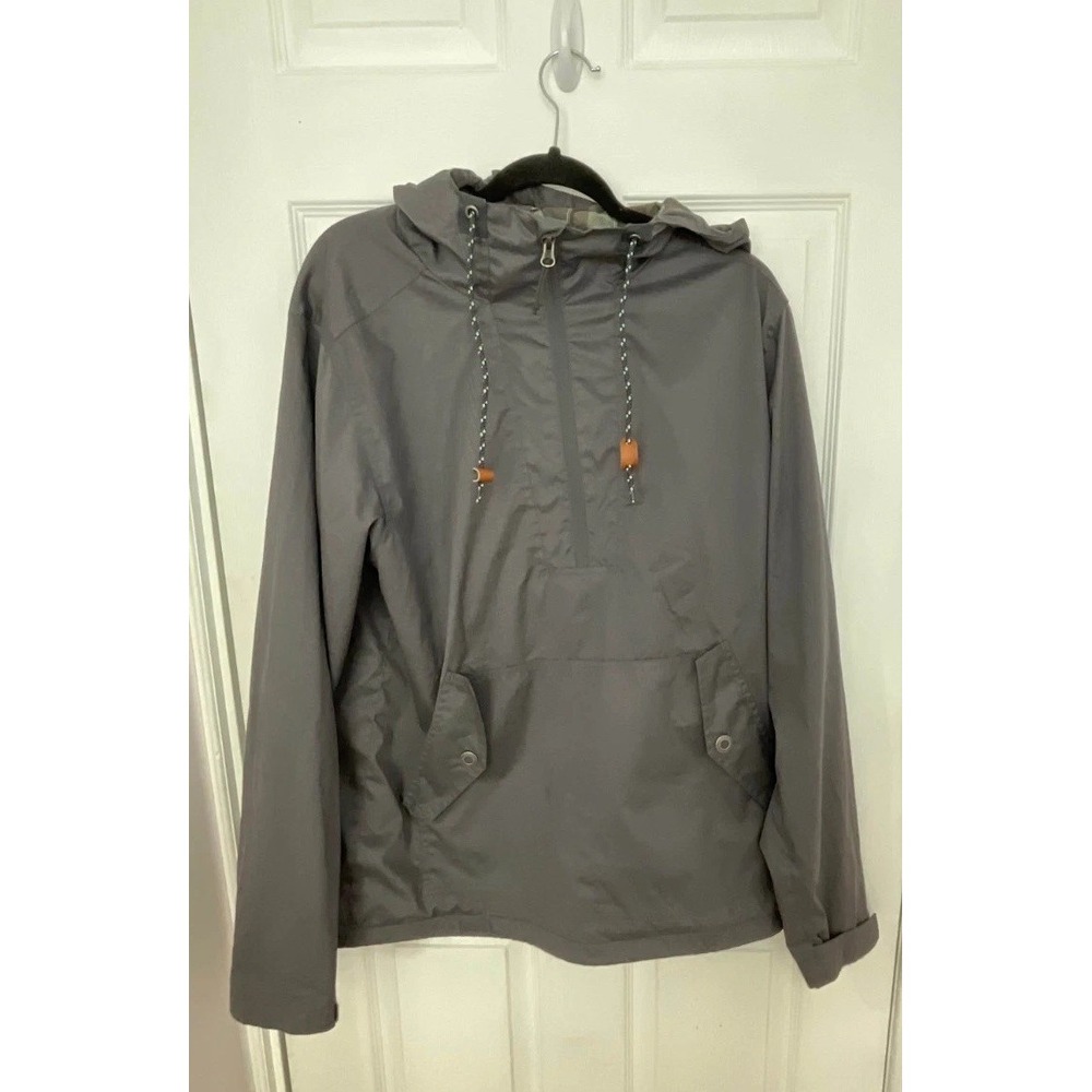Prana Dax Hooded Jacket Men's Large Gray Lightweight 1/4 Zip Anorak Front Pocket